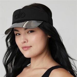 Alo Yoga Black Sun Visor Hat Adjustable Athleisure Tennis Golf